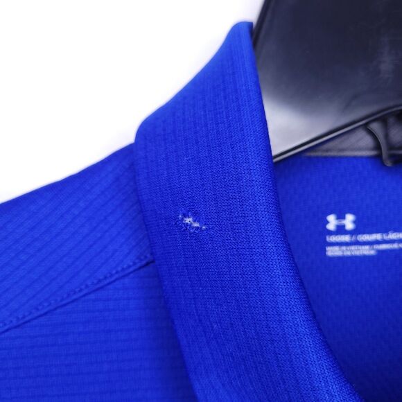 Under Armour Polo Shirt Mens Large Blue Performance Loose Tech - Picture 3 of 12